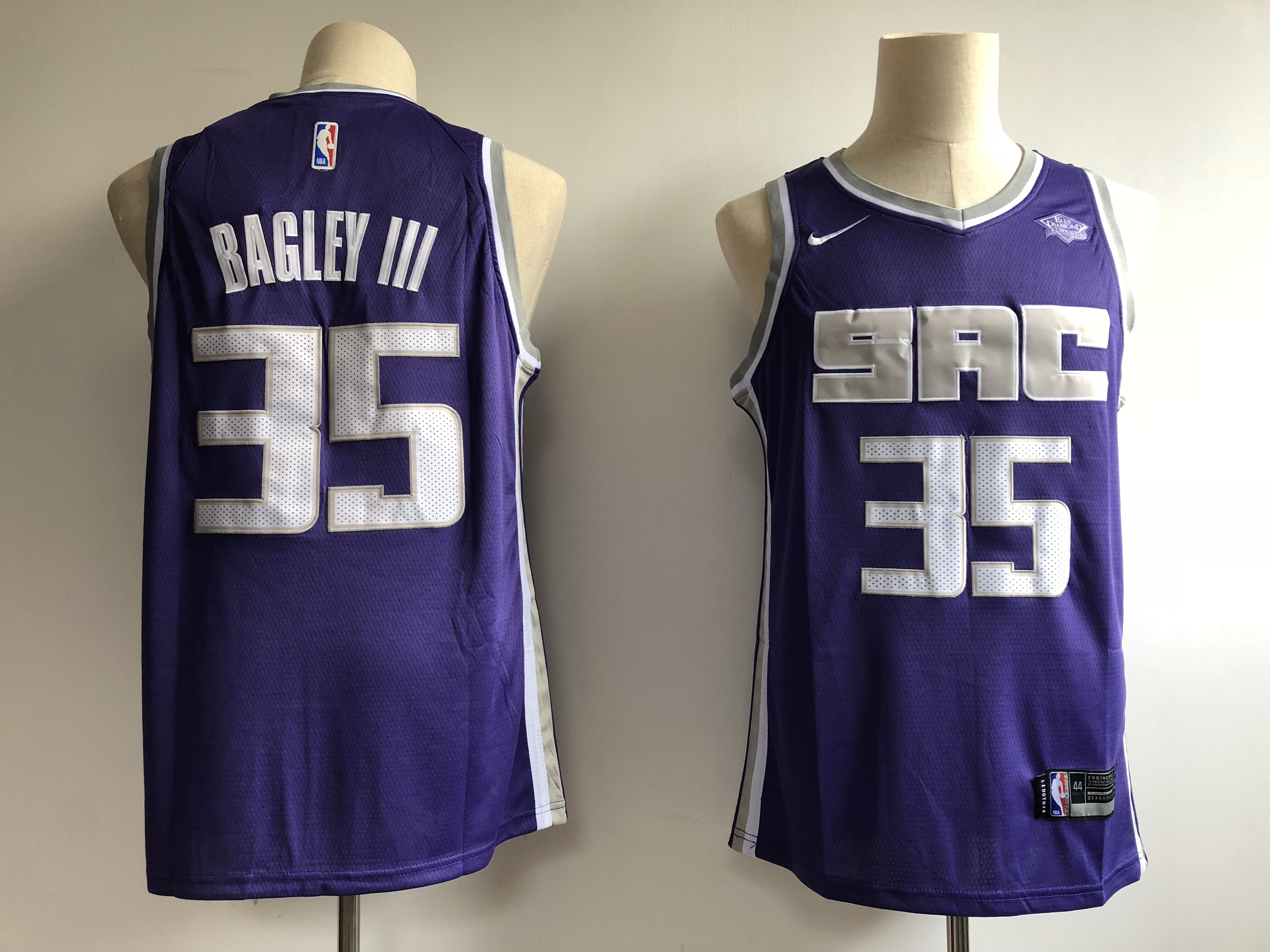 Men Sacramento Kings 35 Bagley III Purple Game Nike NBA Jerseys